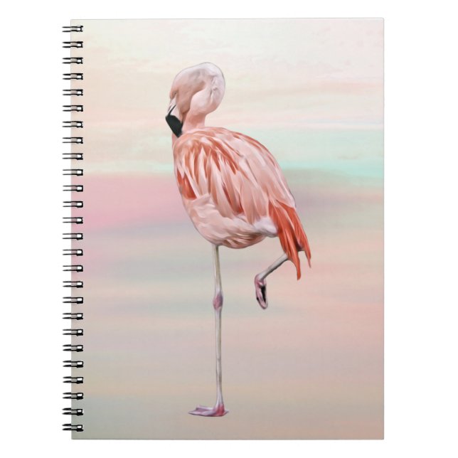 Pink Flamingo Bird Art Journal Notebook (Front)