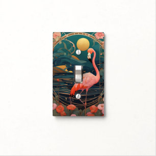 Pink Flamingo Bird Art Nouveau Art Deco Light Switch Cover