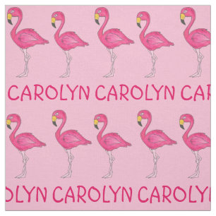 Pink Flamingo Bird Flamingos Personalized Name Fab Fabric