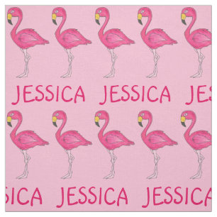 Pink Flamingo Bird Flamingos Personalized Name Fabric