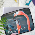 Pink Flamingo Bird Friends Photography Besties Laptop Sleeve<br><div class="desc">Who says flamingos can’t have fun with their favorite pal? Smile whenever you use this stunning, colorful photography neoprene laptop sleeve of two pink flamingos playing around. This laptop sleeve comes in three sizes: 15", 13", and 10”. Makes a great gift for your best friend! You can easily personalize this...</div>