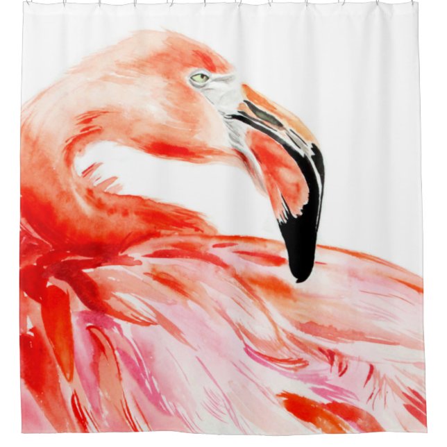 Pink Flamingo bird profile portrait, amazing beaut Shower Curtain (Front)