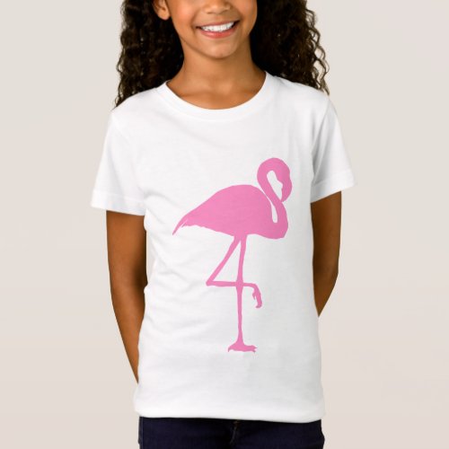 Pink flamingo bird silhouette illustration T_Shirt