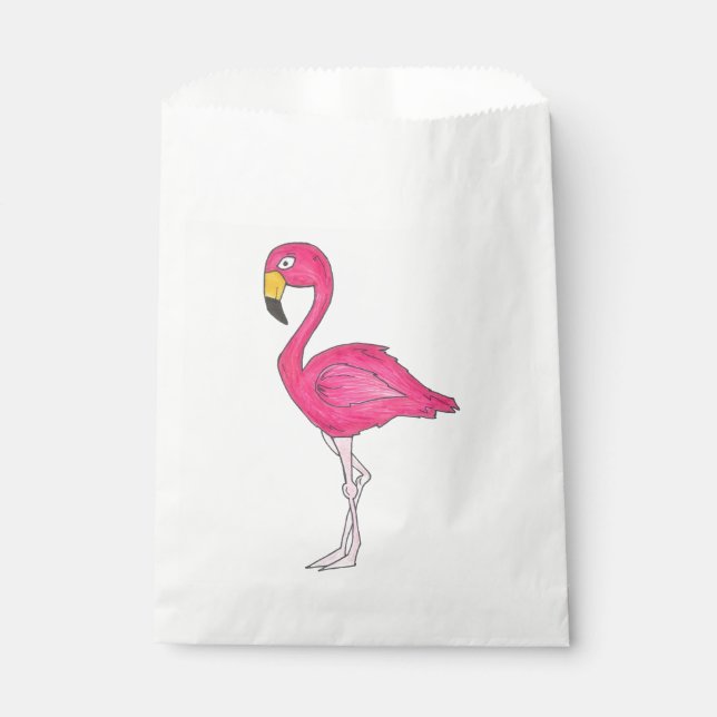 Pink Flamingo Bird Tropical Beach Birthday Party Favor Bag (Front)
