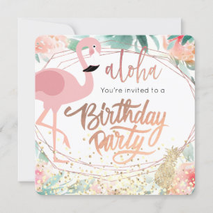 pink flamingo bird tropical invitation