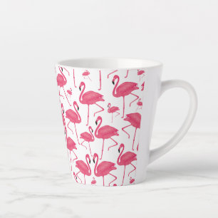 Pink Flamingo Bird Watercolor on White Design Latte Mug
