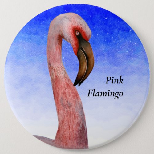 Pink Flamingo Bird Watercolor Painting Badge Button