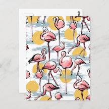 Pink Flamingo birds and sunset | Tropical Tango