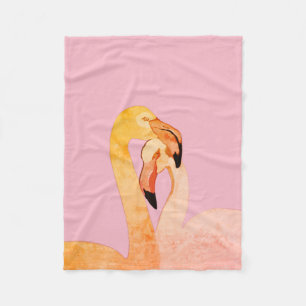 Pink Flamingo Birds Fleece Blanket