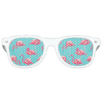 Pink flamingo birds on turquoise background retro sunglasses Pink flamingo birds on turquoise background retro sunglasses