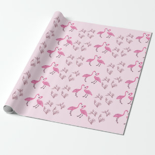 Pink Flamingo Birds Pattern Wrapping Paper