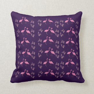 Pink Flamingo Birds Throw Pillow