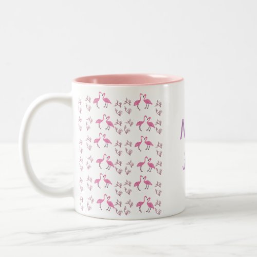 Pink Flamingo Birds Two_Tone Coffee Mug