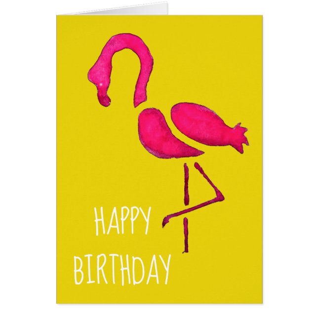 Pink Flamingo birthday Cards (Front)