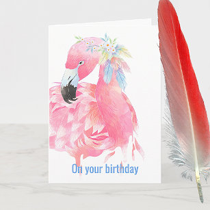 Pink Flamingo Birthday Greeting Card