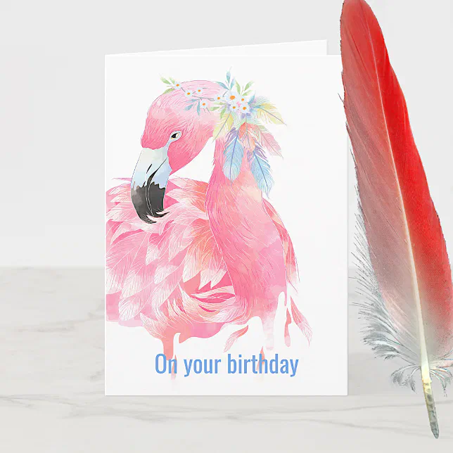 Pink Flamingo Birthday Greeting Card | Zazzle