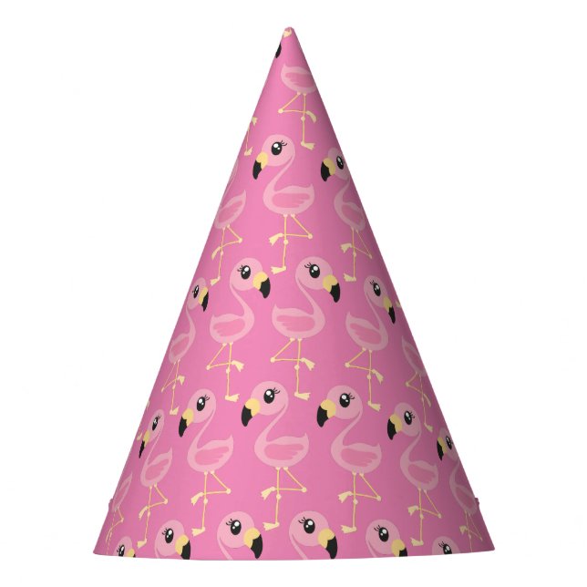 Pink Flamingo Birthday Party Party Hat (Front)