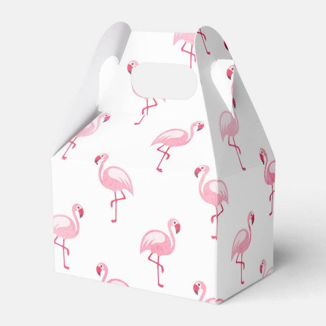 Pink Flamingo Birthday Party Pattern Favor Boxes (Back Side)