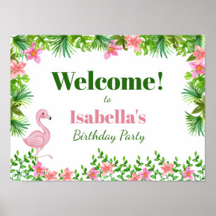 Pink Flamingo Birthday Party Welcome Poster