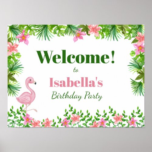 Pink Flamingo Birthday Party Welcome Poster