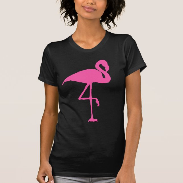 PINK FLAMINGO Black T-shirts TEES (Front)