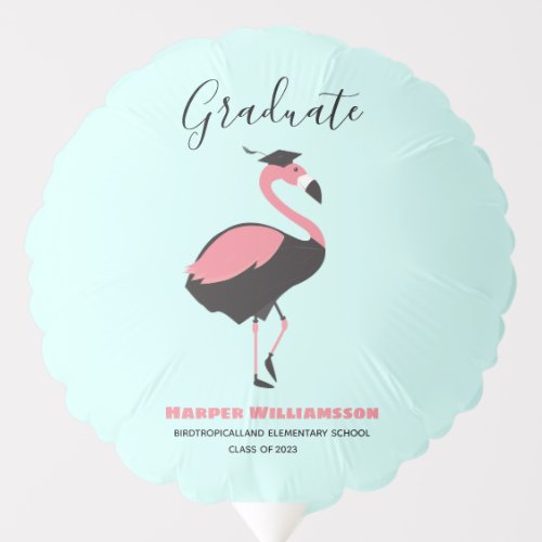 Pink Flamingo Blue Graduation Balloon