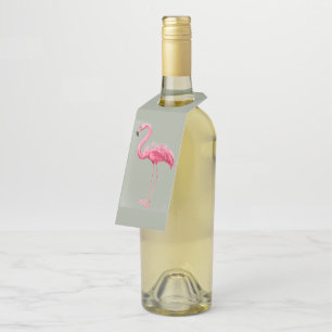 Pink Flamingo Bottle Hanger Tag