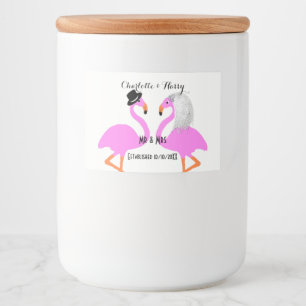 Pink Flamingo Bride & Groom Personalized Food Label