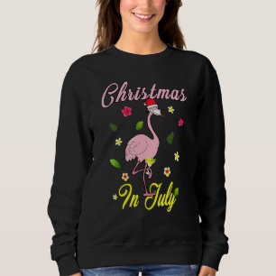 Pink Flamingo Bring Cocktail Christmas In July Gir Sweatshirt