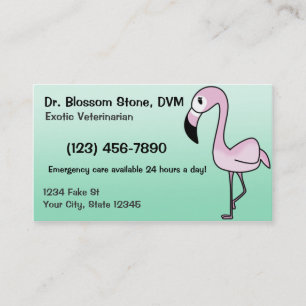 Pink Flamingo Business Cards (Teal)