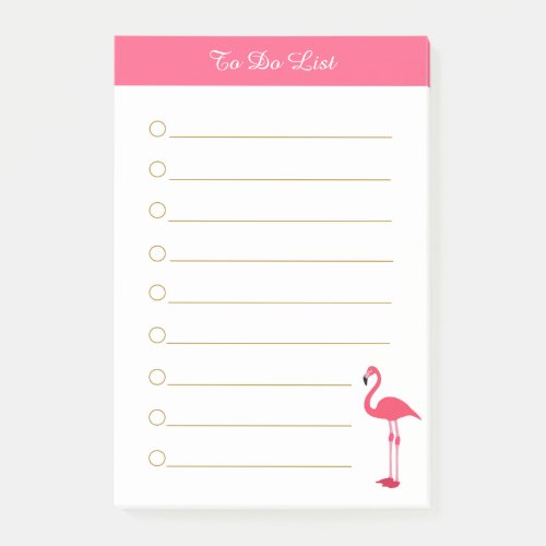 Pink flamingo  calligraphy on white lined post_it notes