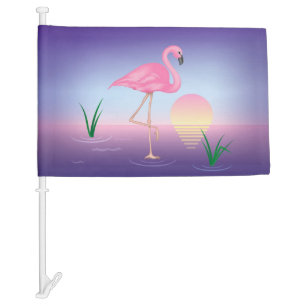 Pink Flamingo Car Flag