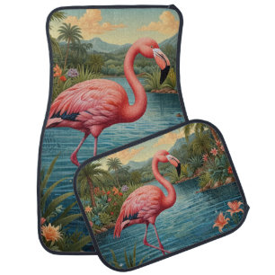 Pink flamingo  car floor mat