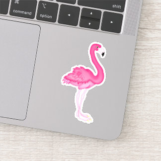 Pink Flamingo Cartoon Die Cut Sticker Decal