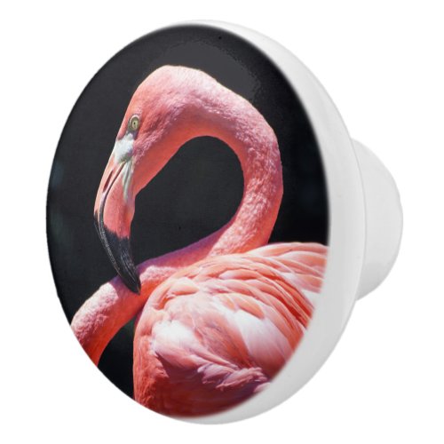 Pink Flamingo Ceramic Knob