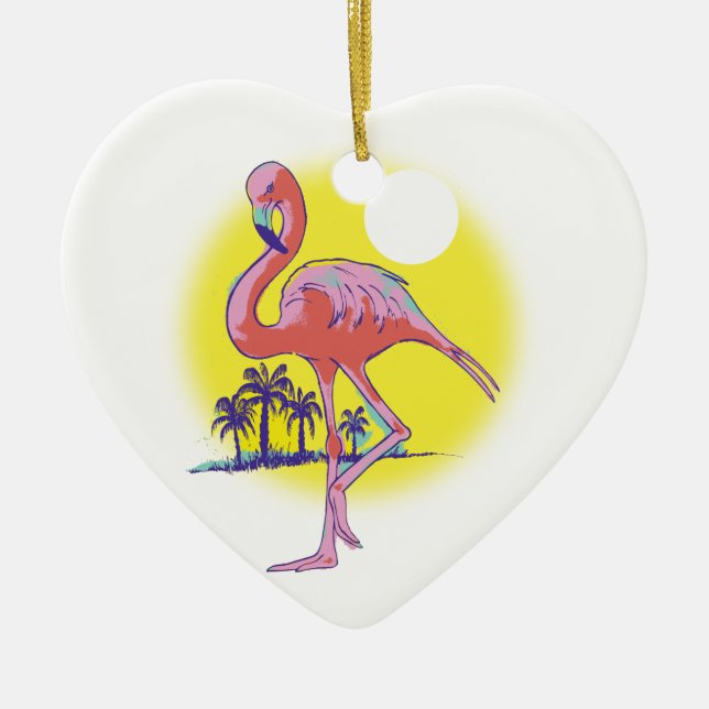 Pink Flamingo Ceramic Ornament (Front)