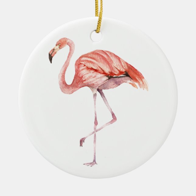 Pink Flamingo Ceramic Ornament (Front)