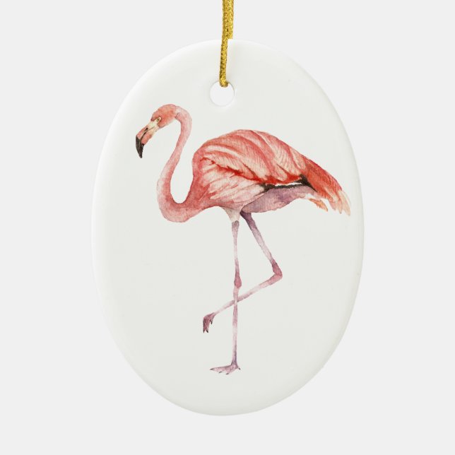 Pink Flamingo Ceramic Ornament (Front)