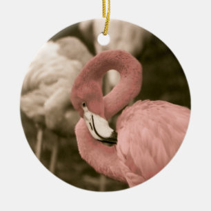 Pink Flamingo Ceramic Ornament
