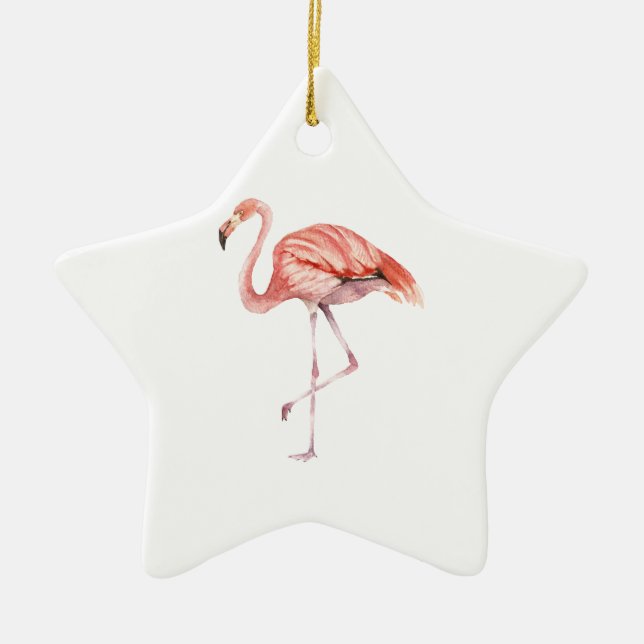 Pink Flamingo Ceramic Ornament (Front)