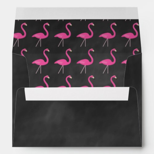 Pink Flamingo Chalkboard Invitation Envelope