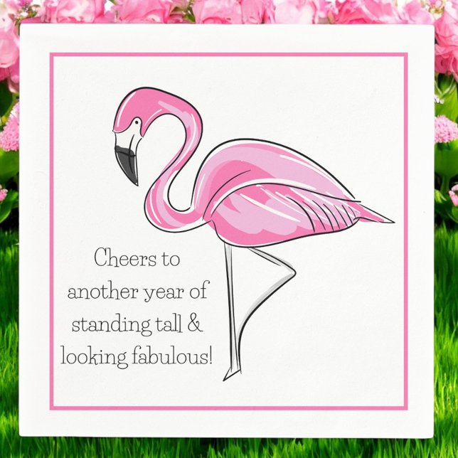 Pink Flamingo Cheers to Looking Fabulous Birthday  Napkins (Creator Uploaded)