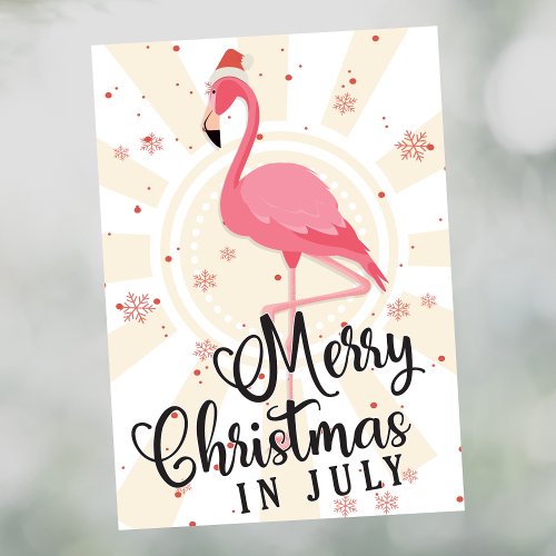 Pink Flamingo Christmas in July Greeting Card