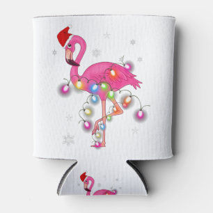 Pink Flamingo Christmas Merry Christmas Flamingo Can Cooler