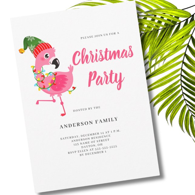 Pink Flamingo Christmas Party Invitation (Creator Uploaded)