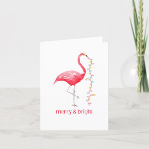 Pink Flamingo Christmas Retro Tropical Holiday Card