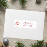 Pink Flamingo Christmas Return Address Label<br><div class="desc">A modern stylish holiday return address label with modern typography featuring a decorated Flamingo. Easily customize this return address label by clicking the "Personalize" button.</div>