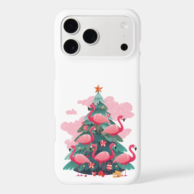 PINK FLAMINGO CHRISTMAS TREE  IPHONE CASE (Back)