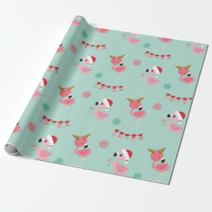 Pink Flamingo Christmas Wrapping Paper
