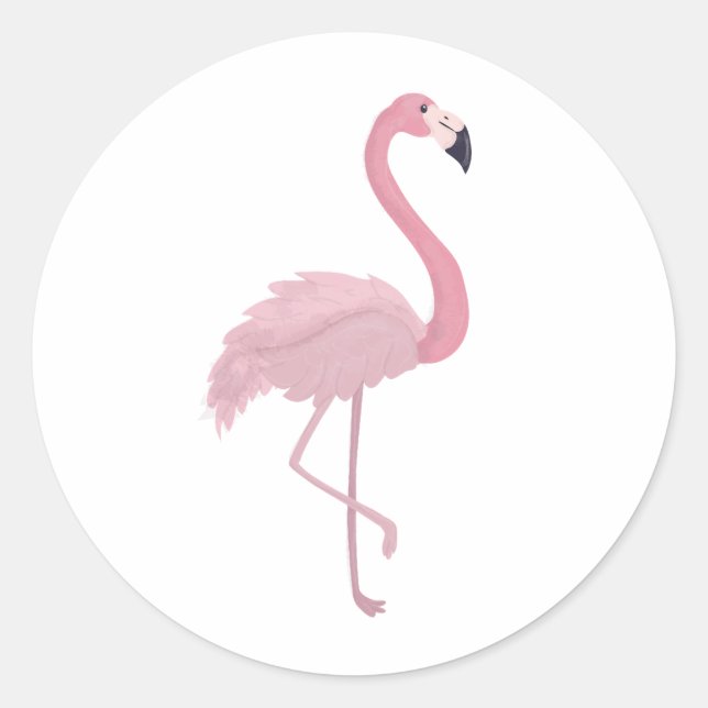 Pink Flamingo Classic Round Sticker (Front)